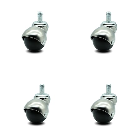 Service Caster 2 Inch Bright Chrome Hooded Grip Ring Ball Casters, 4PK SCC-GR01S20-POS-BC-716-4
